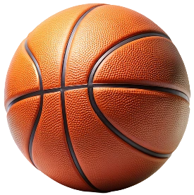 Bola de basquetebol detalhada isolada sobre um fundo transparente, adequada para designs relacionados com desportos e basquetebol.